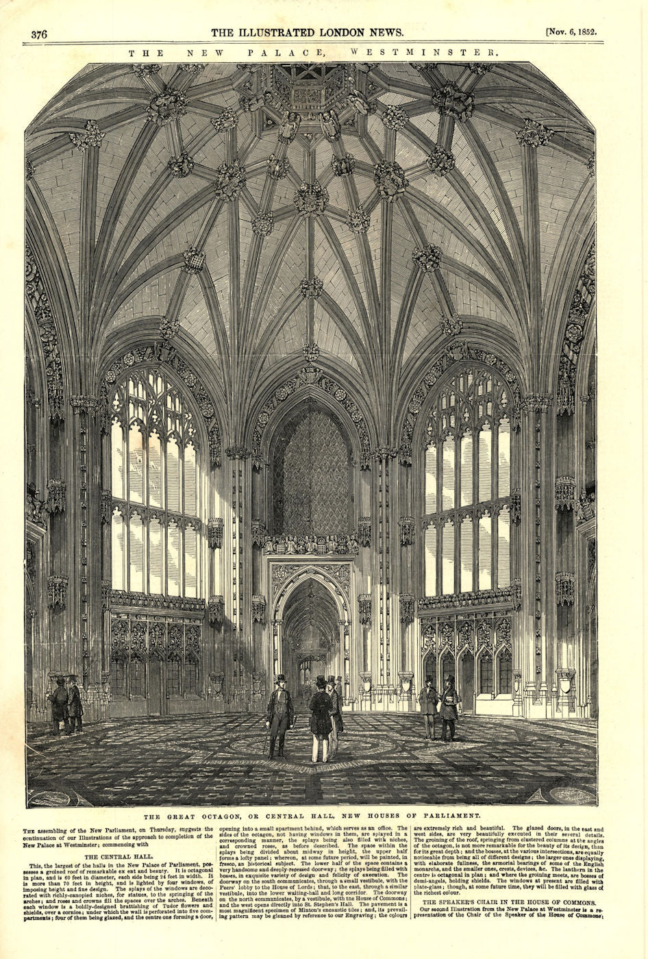 The Great Octagon, or Central Hall, new Houses of Parliament. London 1852